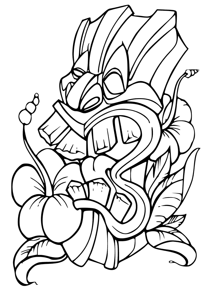 93 Tiki Coloring Pages Printable 67