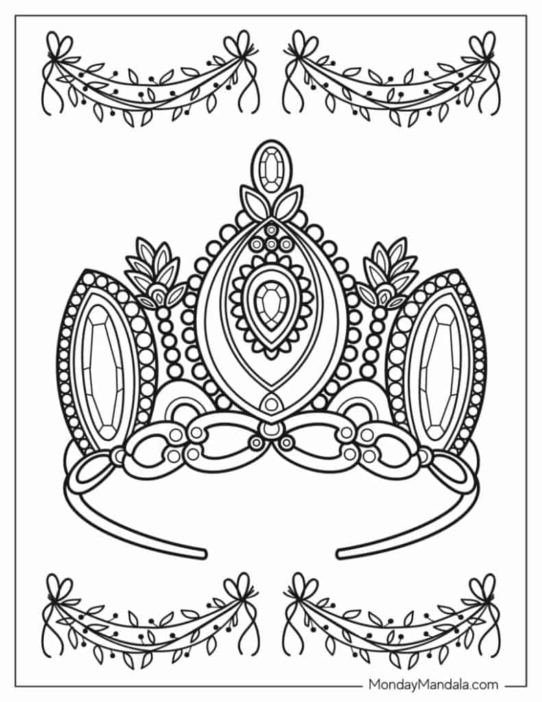 30 Princess Crown Coloring Pages Printable 14