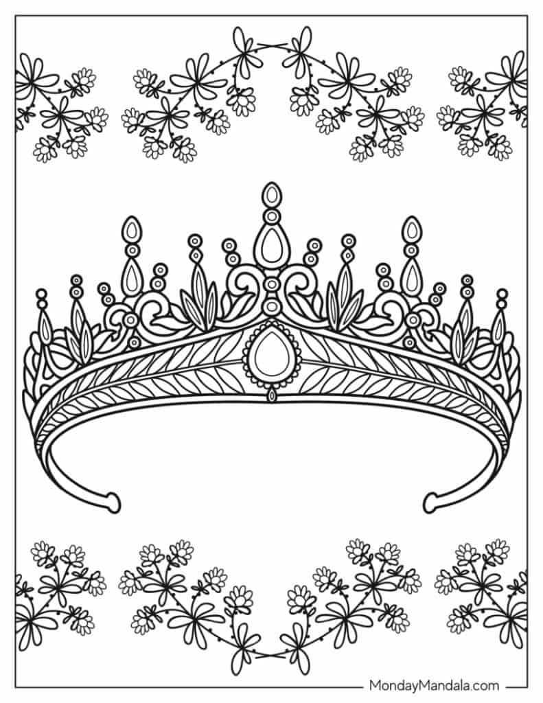 30 Princess Crown Coloring Pages Printable 3