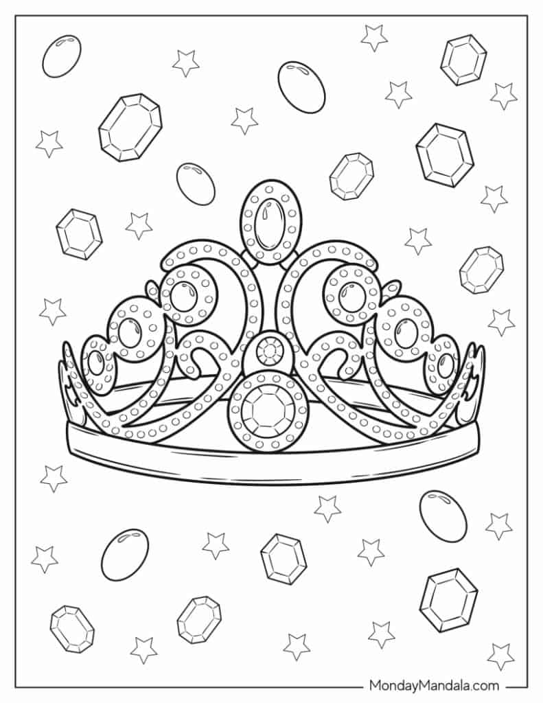 30 Princess Crown Coloring Pages Printable 4