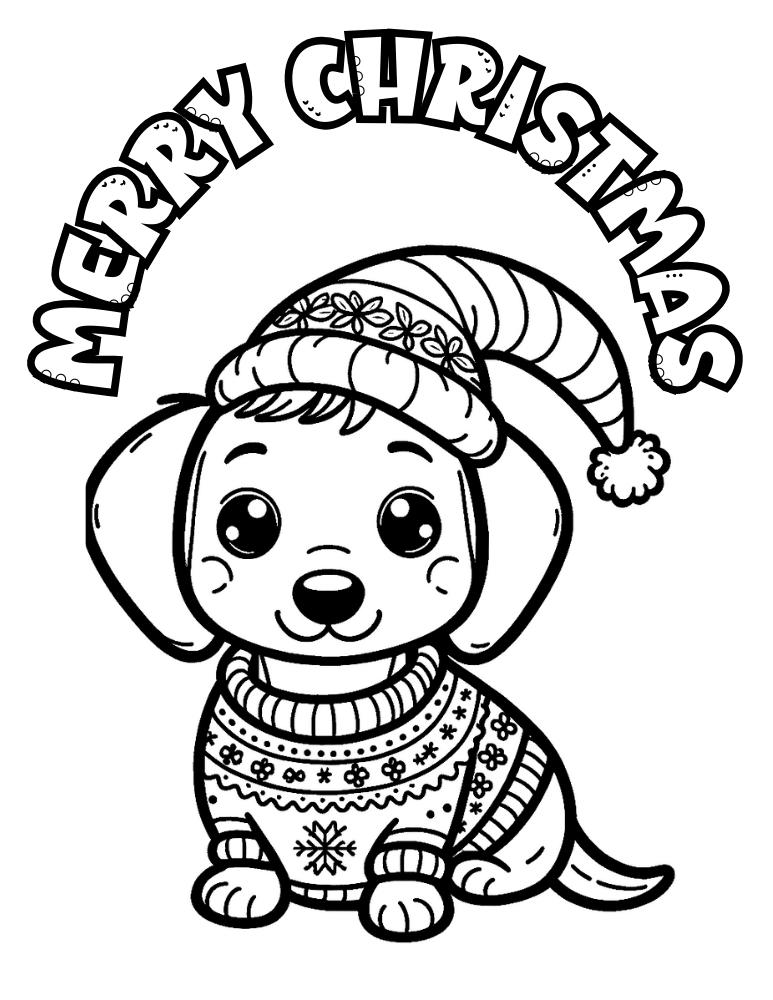 31 Christmas Dog Coloring Pages Printable Fun 3