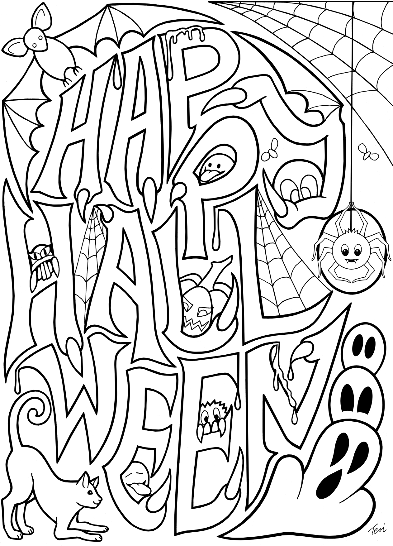 32 Free Printable Halloween Coloring Pages for Kids and Adults 25