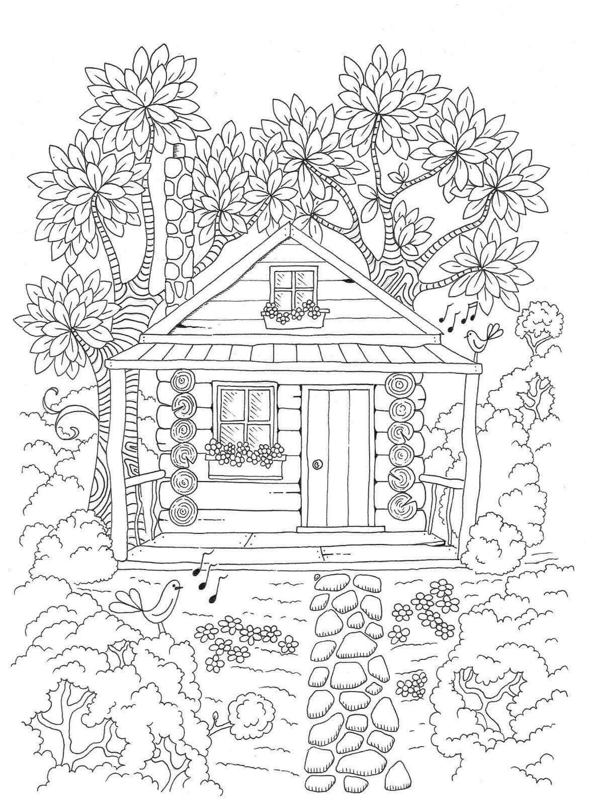 35 House with Flowers Coloring Pages Printable 2