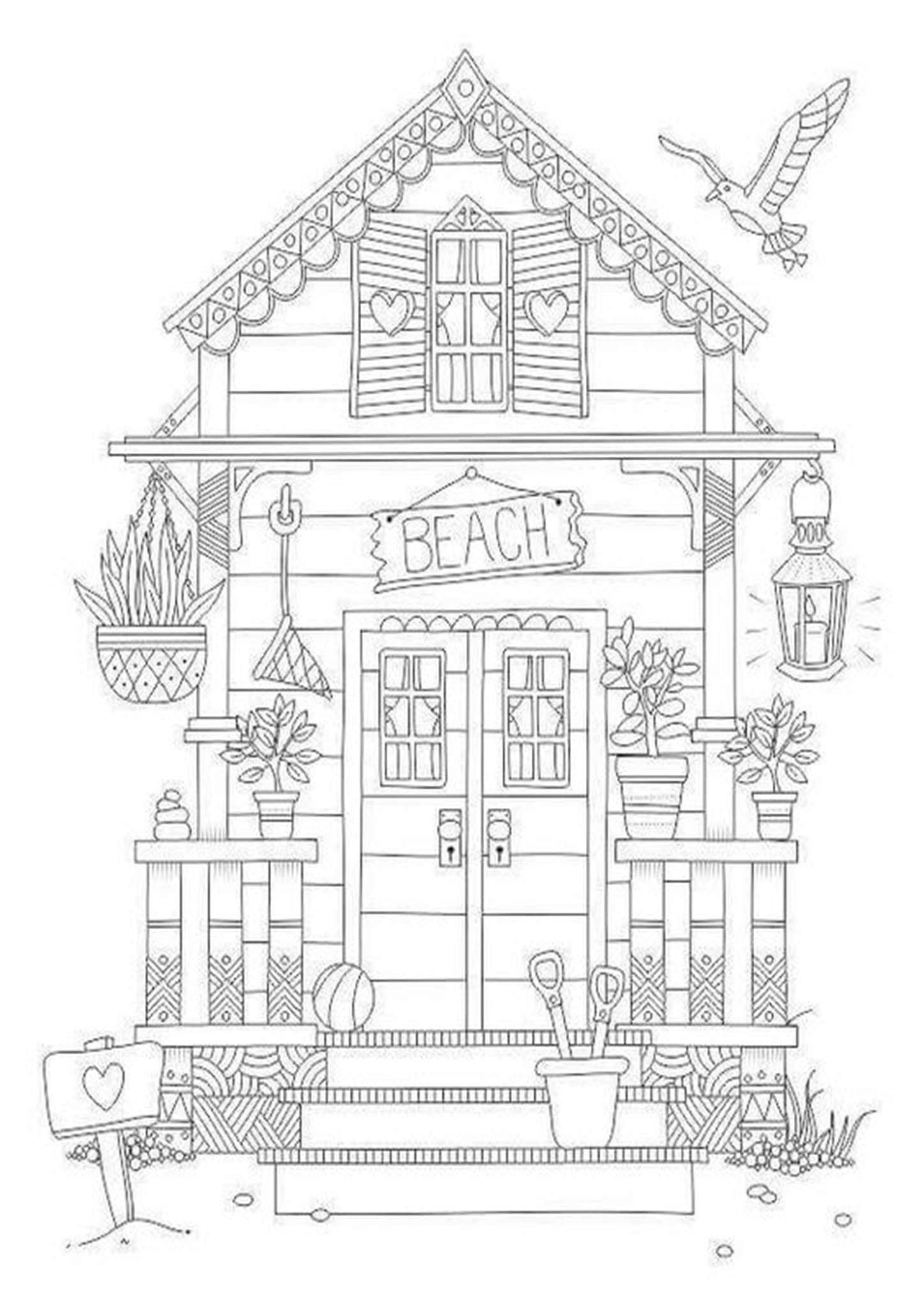 35 House with Flowers Coloring Pages Printable 24