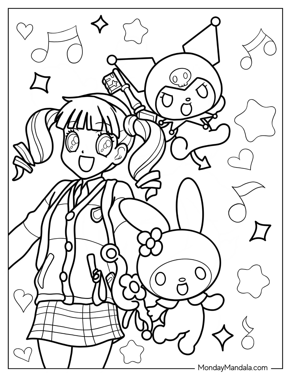 190+ Spectacular My Melody Kuromi Coloring Pages Printable