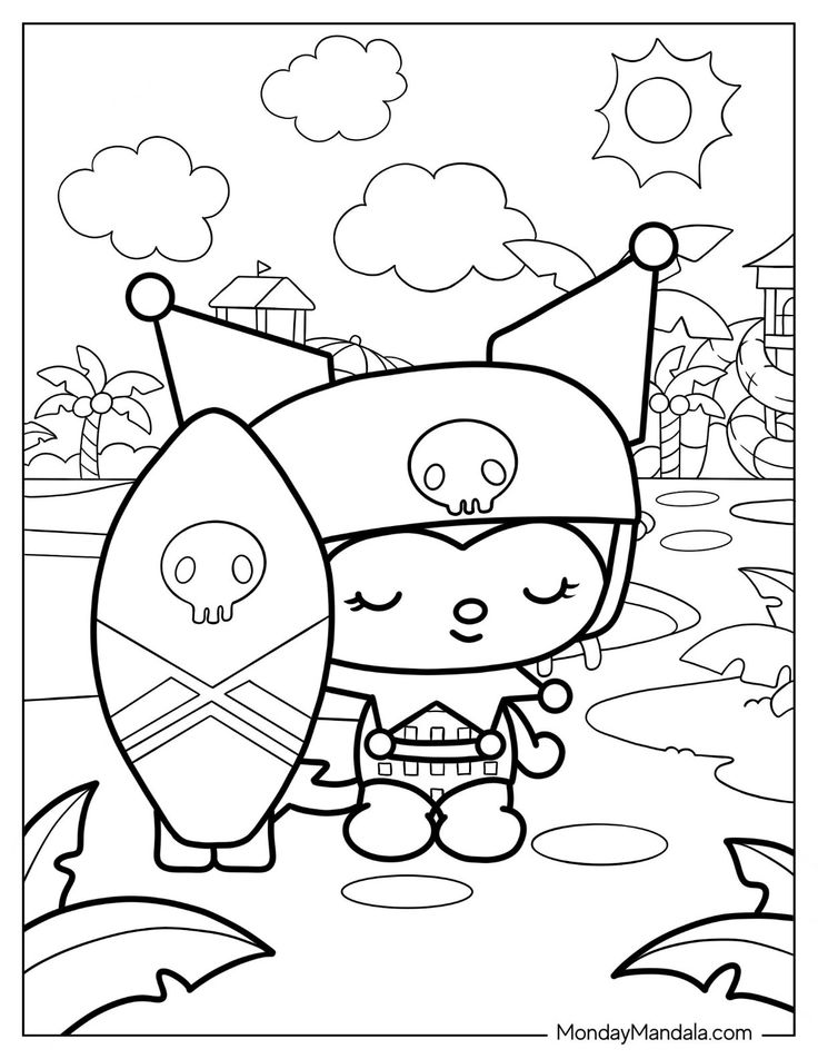 60+ Cheerful Kuromi Colouring Printable