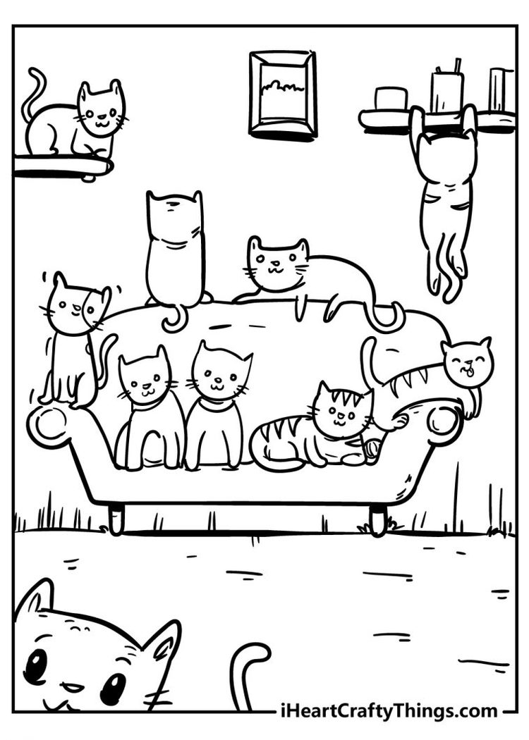 35+ Easy Cat Coloring Pages Printable