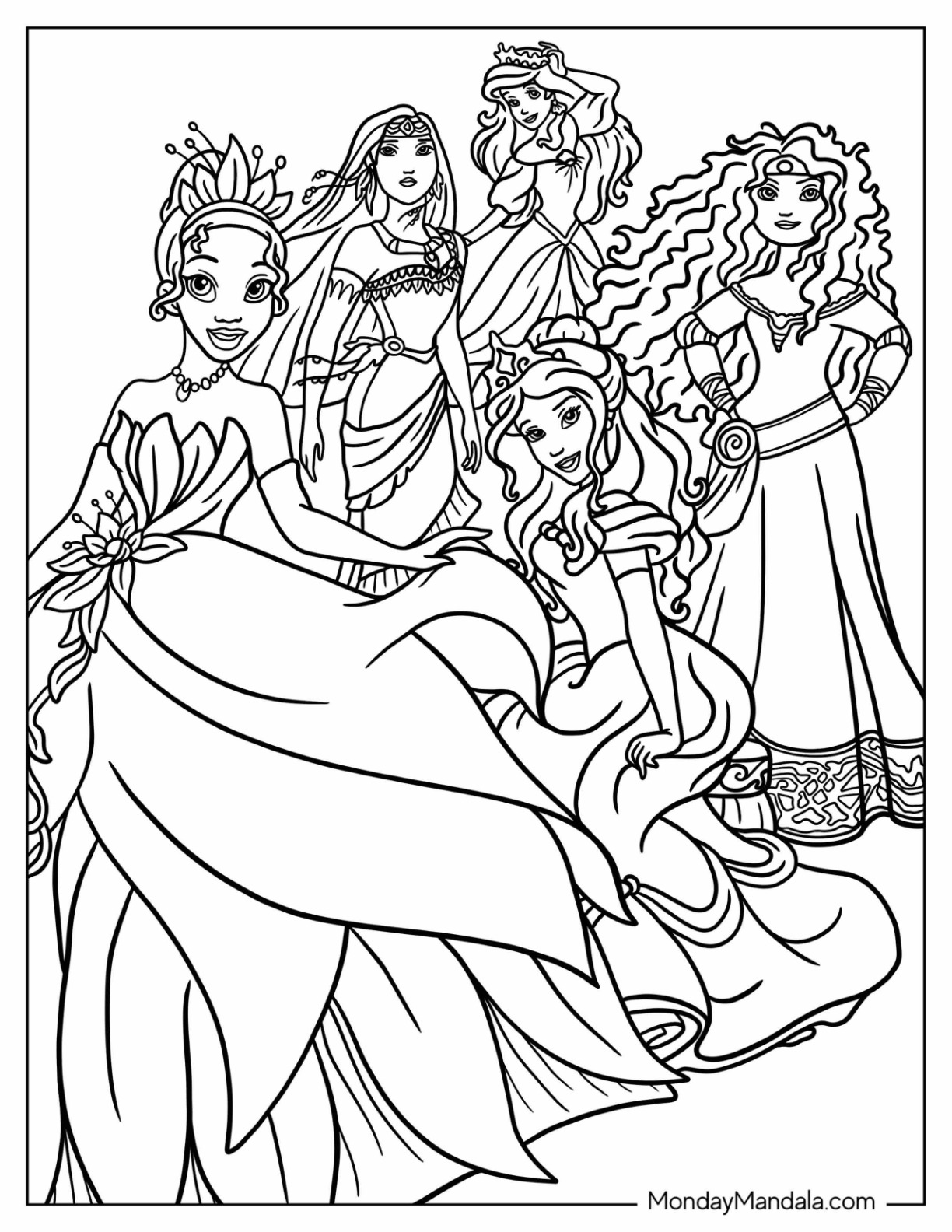 56+ Funtastic Disney Princess Group Coloring Pages Printable