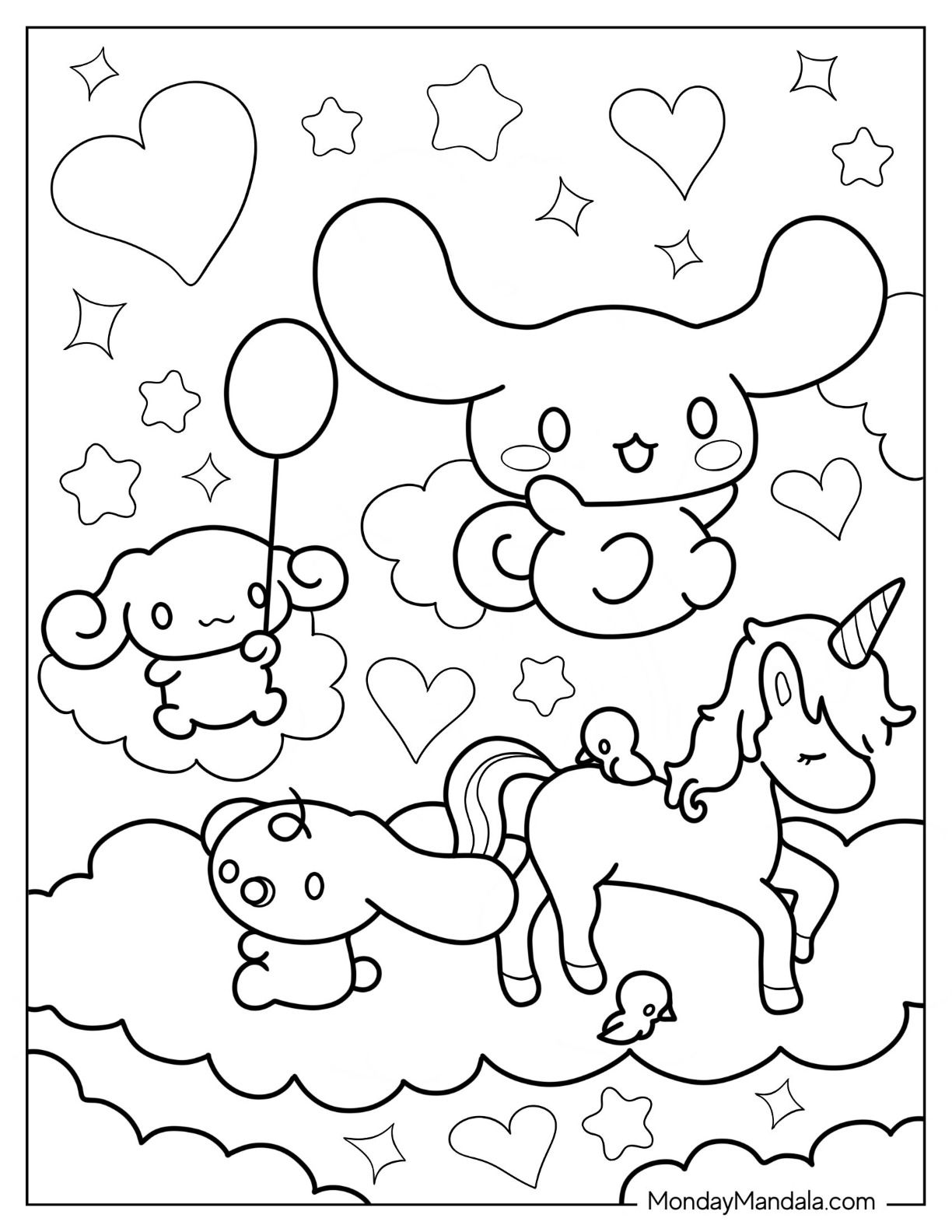 89+ Unique Cinnamoroll Coloring Printable