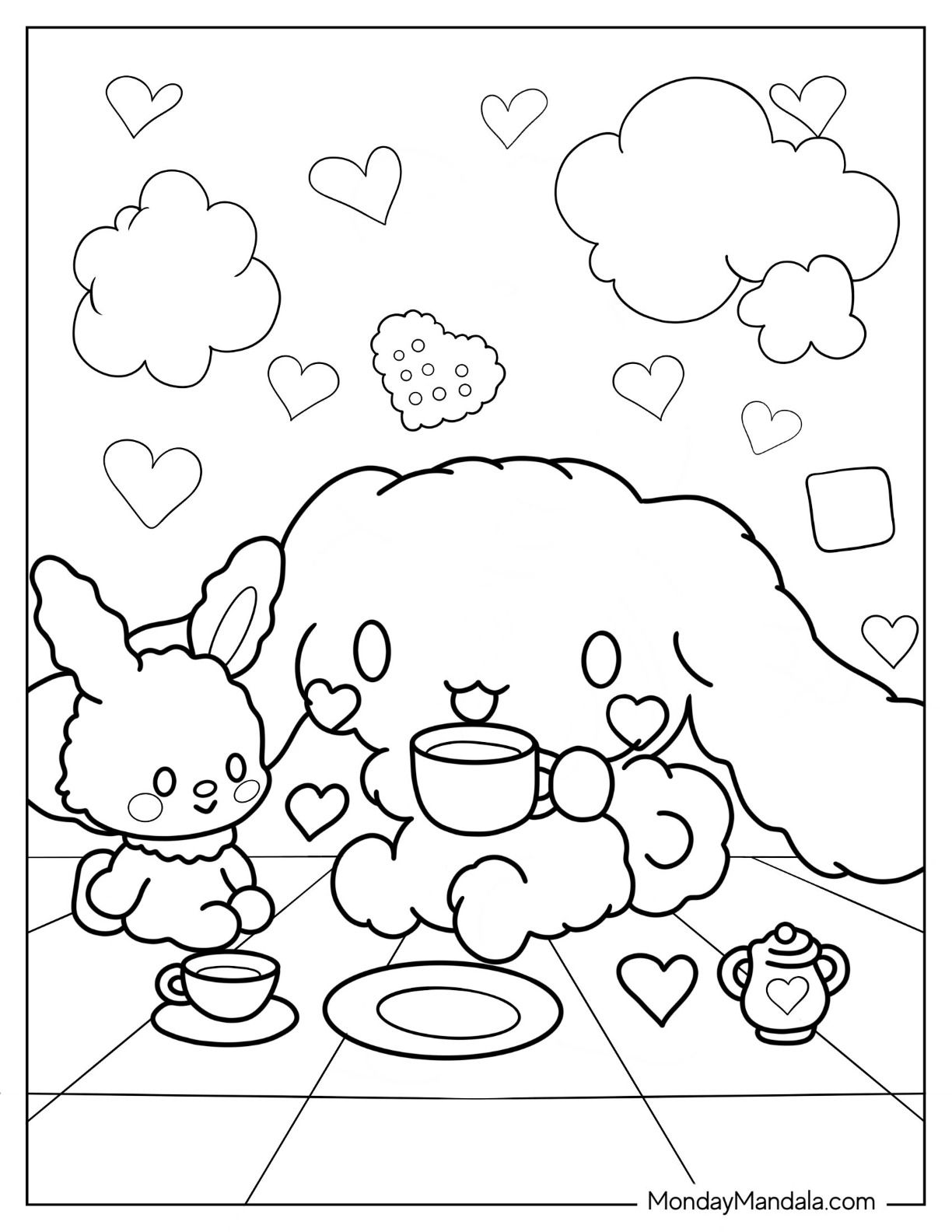 94+ Trendy Cinnamon Roll Sanrio Coloring Pages Printable