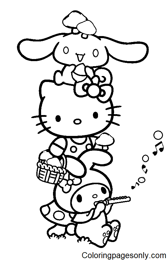 49+ Joyful Hello Kitty Characters Coloring Pages Easy Kids