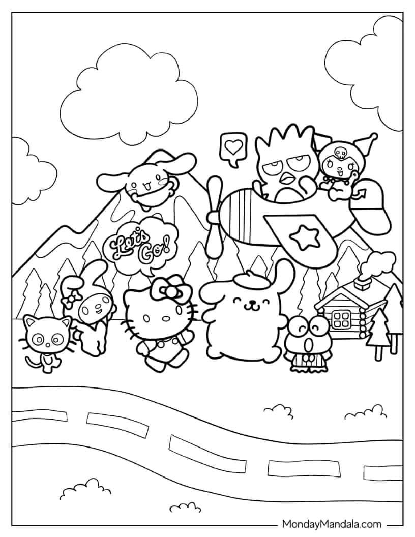 48+ Cute Hello Kitty Characters Coloring Pages for Educational