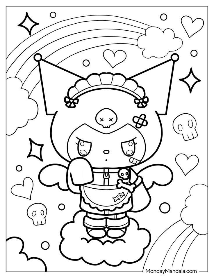 37+ Happy Kuromi Cute Coloring for Kids for Kids