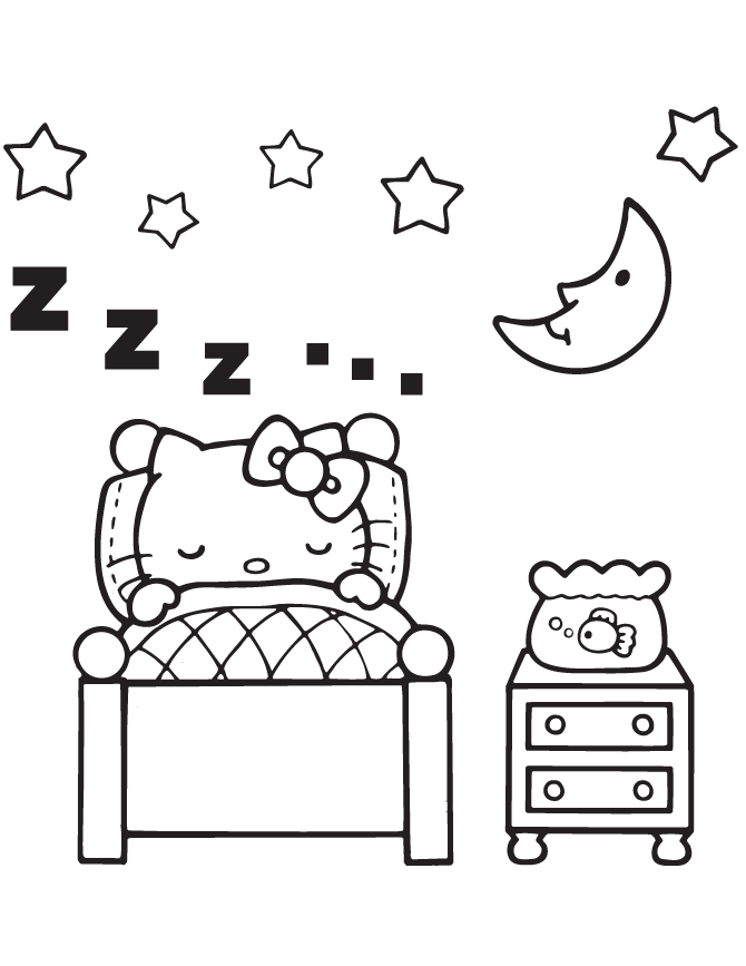 50+ Easy Hello Kitty Bed Coloring Pages Archives