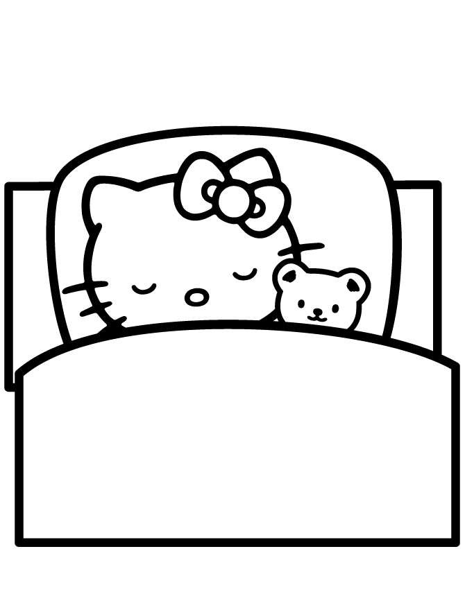 34+ Realistic Hello Kitty Bed Coloring Pages Printable Sheets