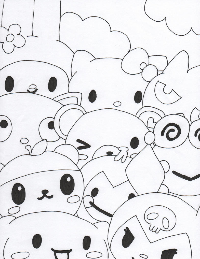 142+ Cheerful Hello Kitty and Kuromi Coloring Pages Printable