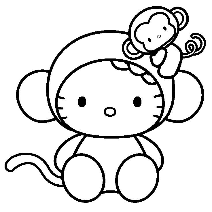 10 Adorable Hello Kitty and Monkey Coloring Pages to Print