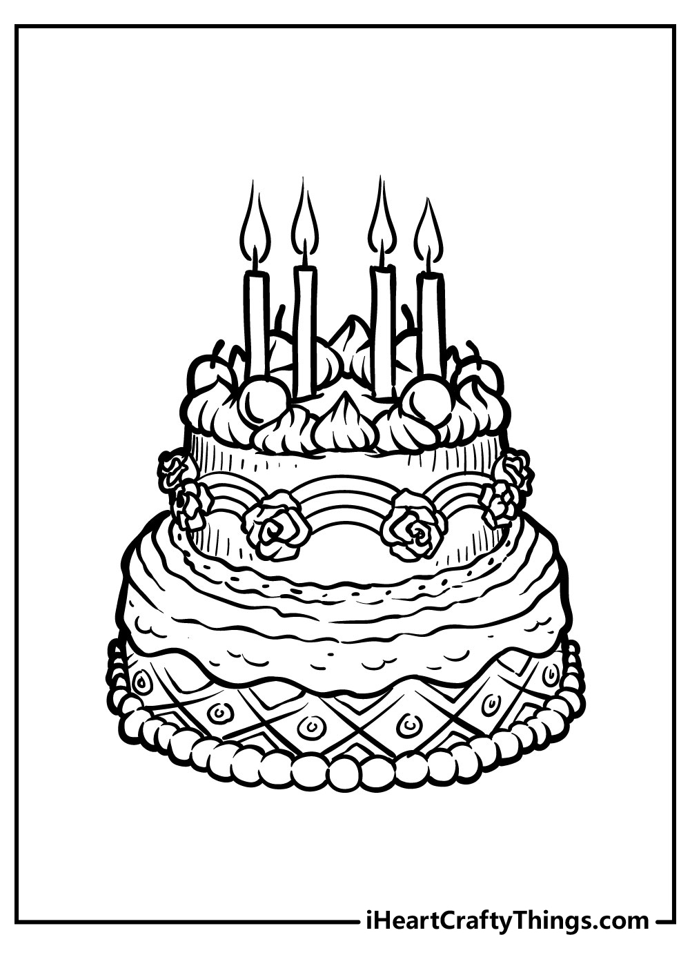 10 Birthday Cake Coloring Page 2