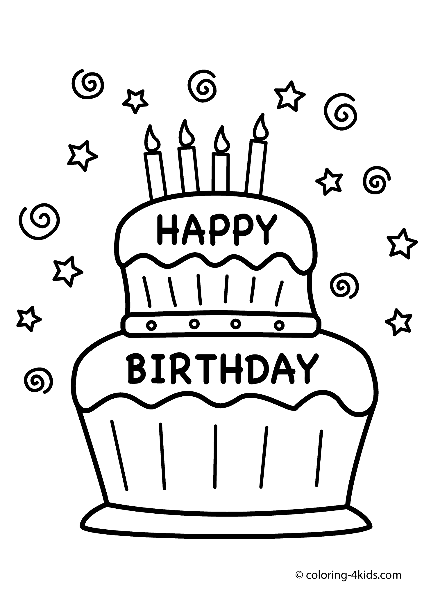 10 Birthday Cake Coloring Page 8