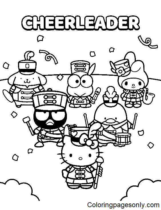 10 Hello Kitty Coloring Pages Cheerleader 8