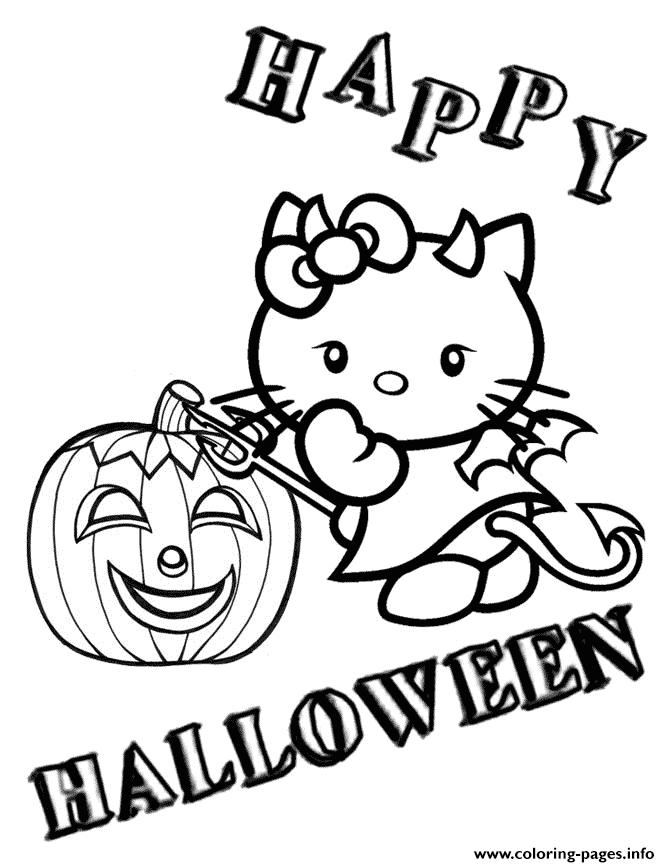 10 Fun Hello Kitty Devil Coloring Pages for Halloween