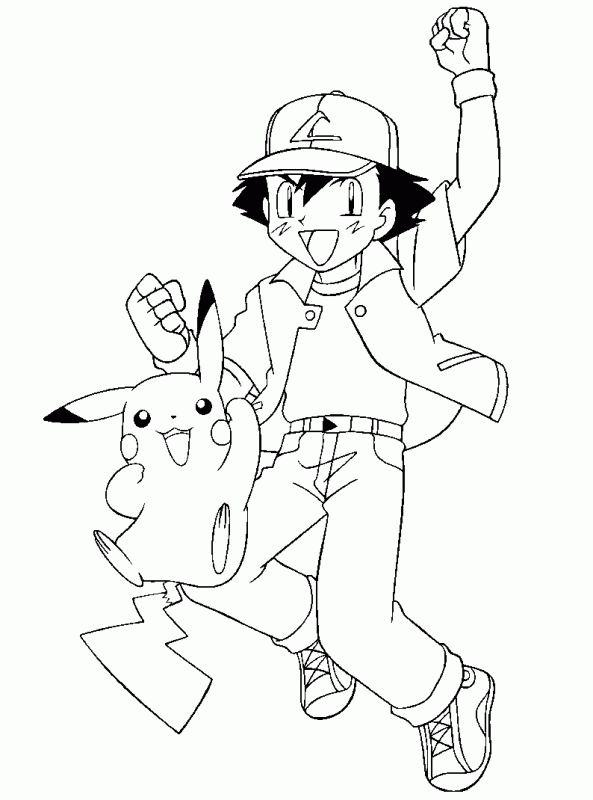 Ash and Pikachu Coloring Pages Free Printable