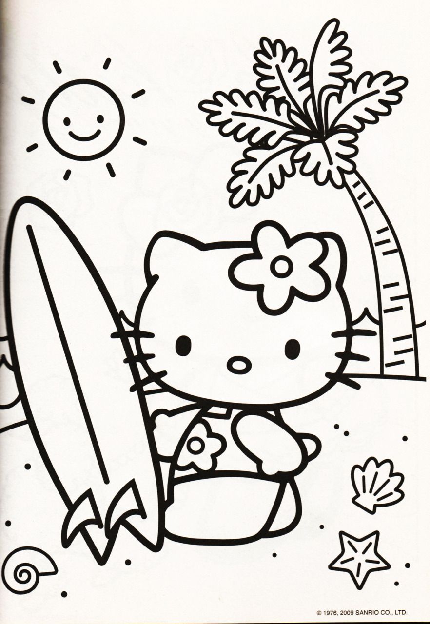 10 Fun Hello Kitty Hawaii Coloring Pages to Print for a Tropical Adventure