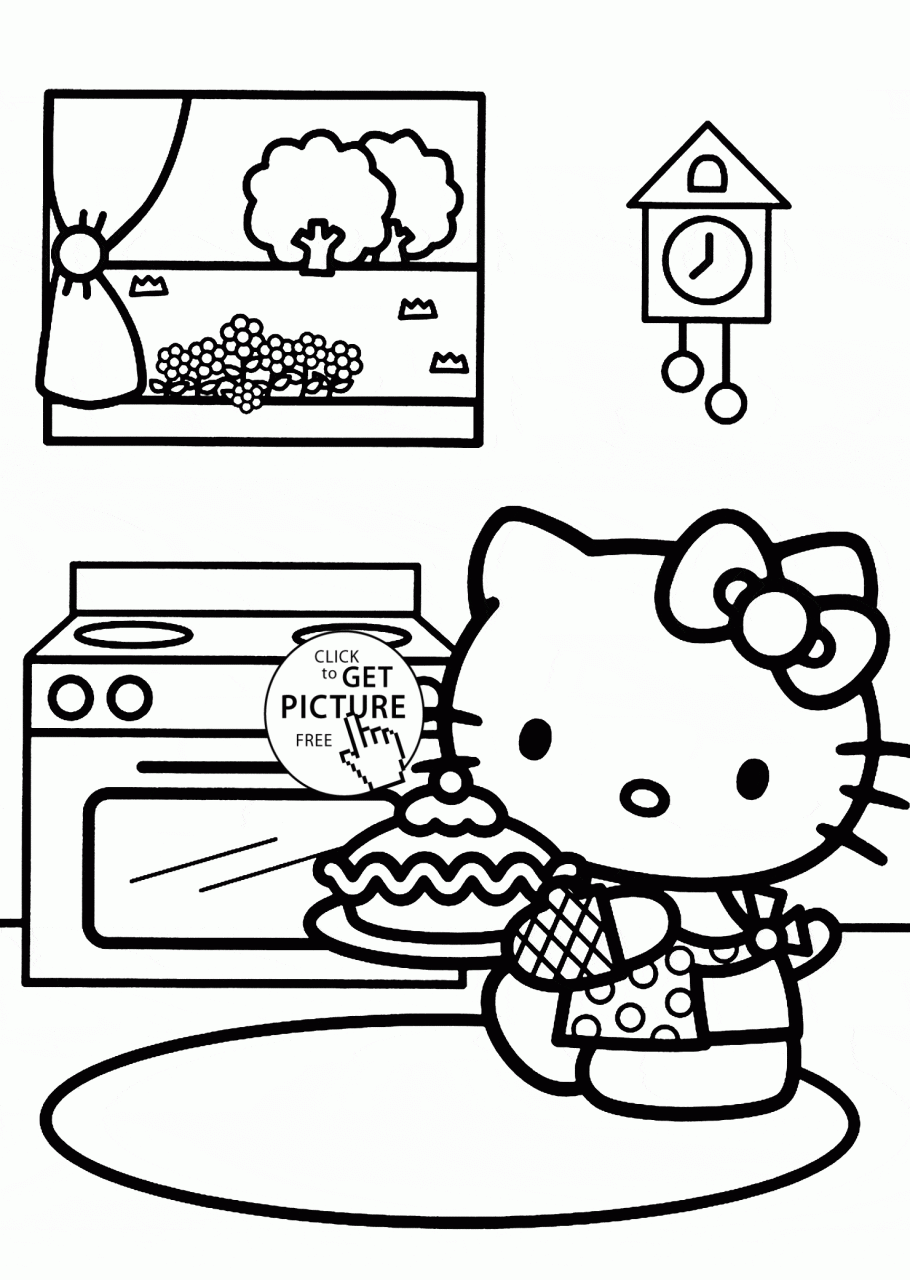 10 Sweet Hello Kitty Baking Coloring Pages for Kids