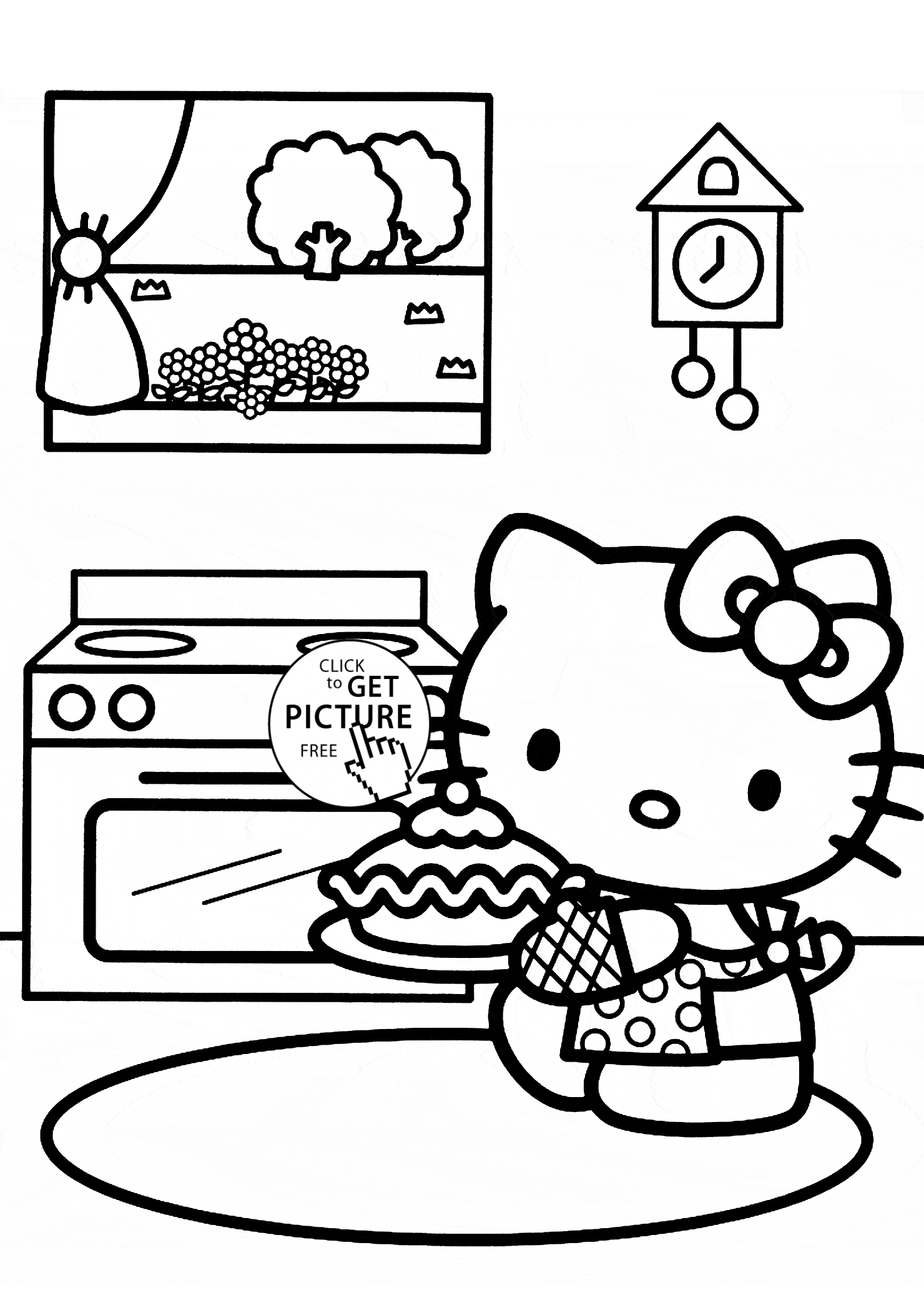 48+ Printable Hello Kitty Coloring Pages Baking PDF Printable