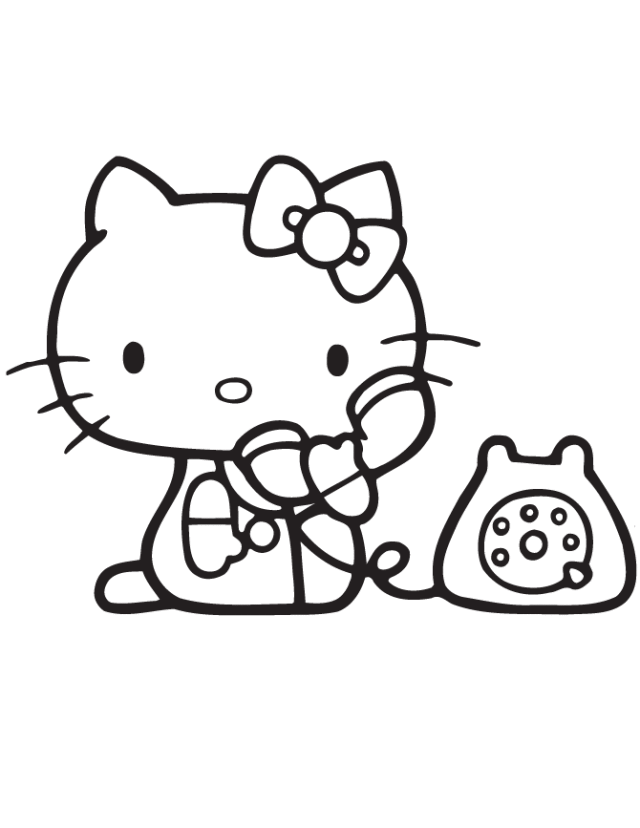 10 Hello Kitty Phone-Themed Coloring Pages for Tech Fans