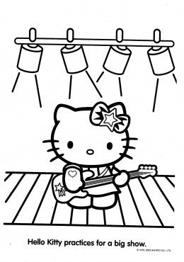 10 Rock-and-Roll Hello Kitty Coloring Pages to Print