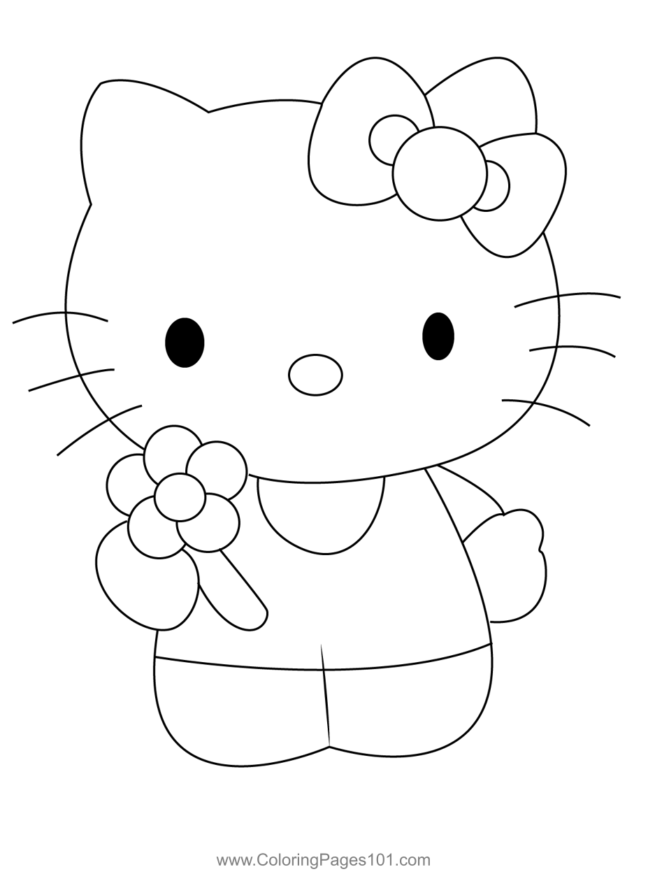 10 Beautiful Hello Kitty Flower Coloring Pages to Color