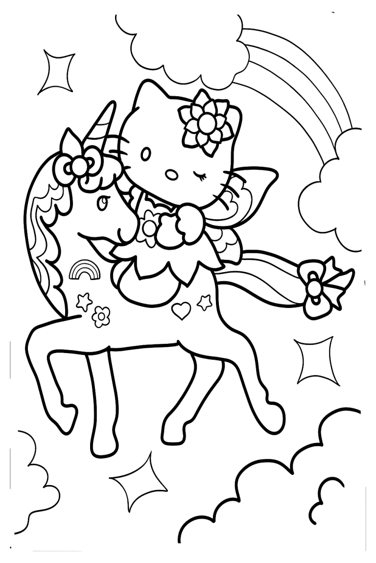 10 Magical Hello Kitty Unicorn Coloring Pages for Fantasy Fans