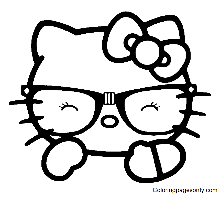 10 Fun Hello Kitty Coloring Pages With Glasses for Kids