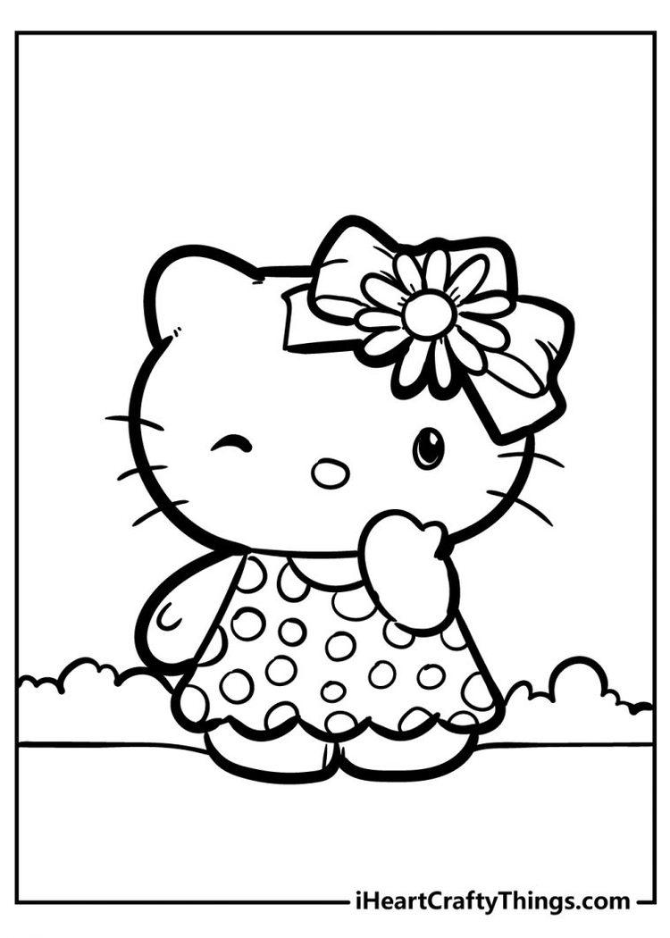 47+ Free Hello Kitty Coloring Pages Hard Colored