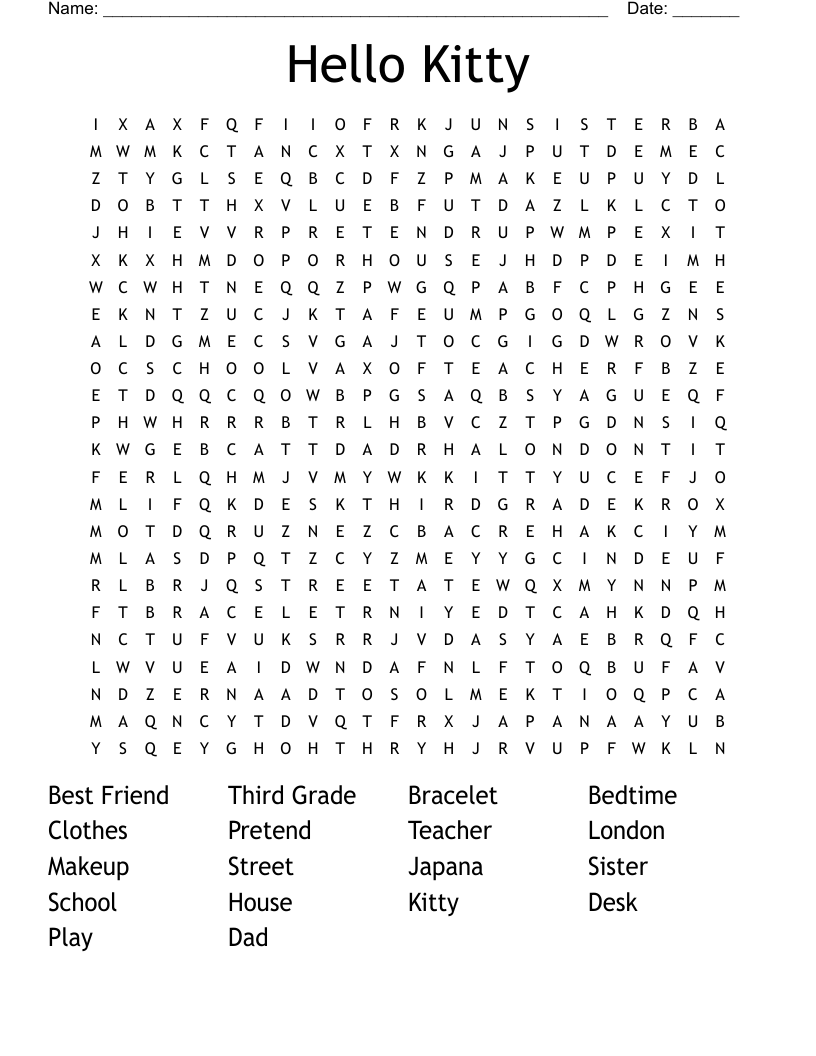 43+ Printable Hello Kitty Word Search Line Art