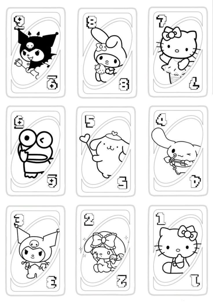 10 Fun Hello Kitty Uno Coloring Pages to Play and Color