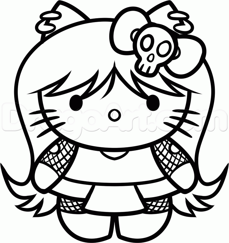 10 Gothic Hello Kitty Coloring Pages for Spooky Fun