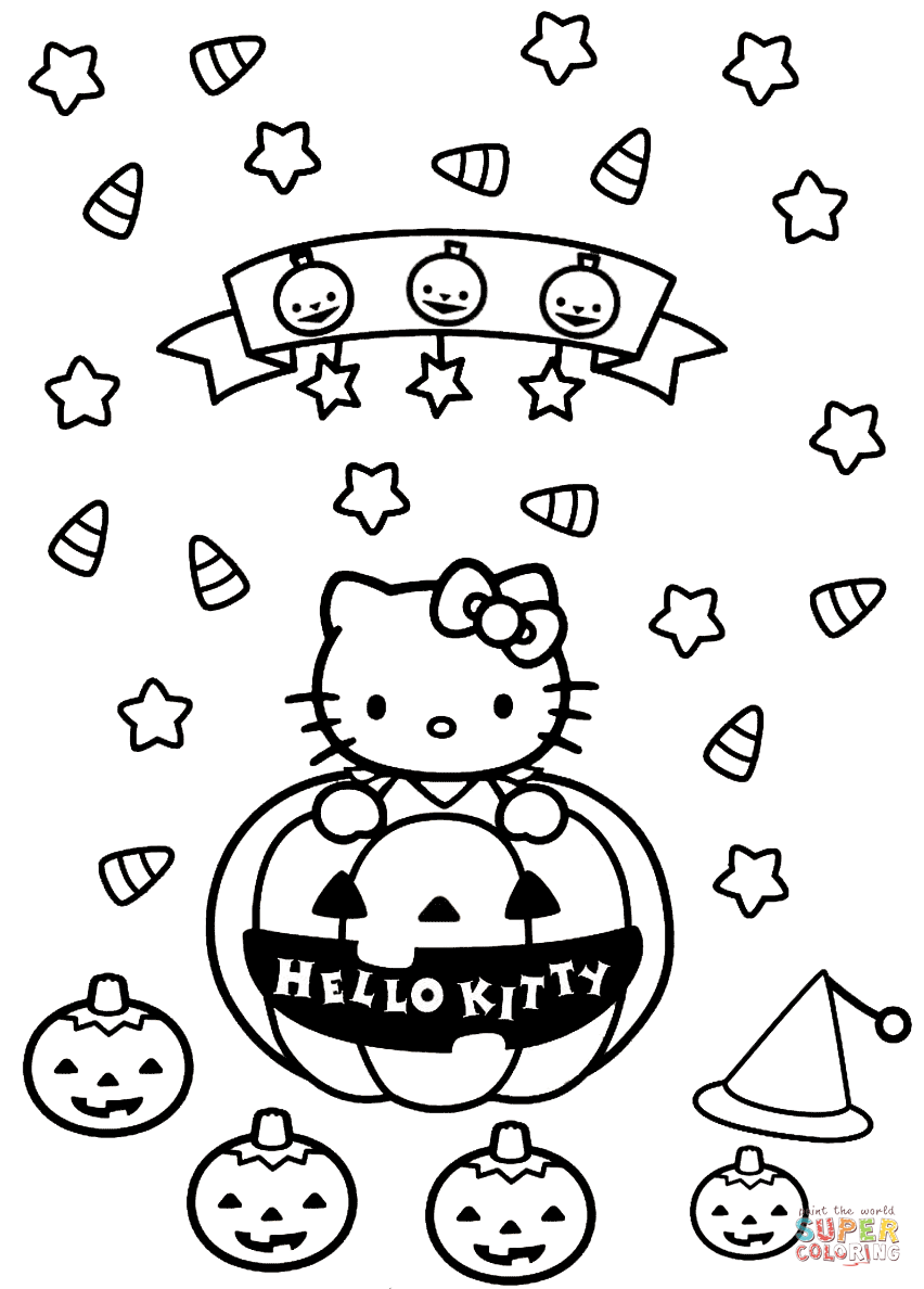 10 Spooktacular Halloween-Themed Hello Kitty Coloring Pages to Download