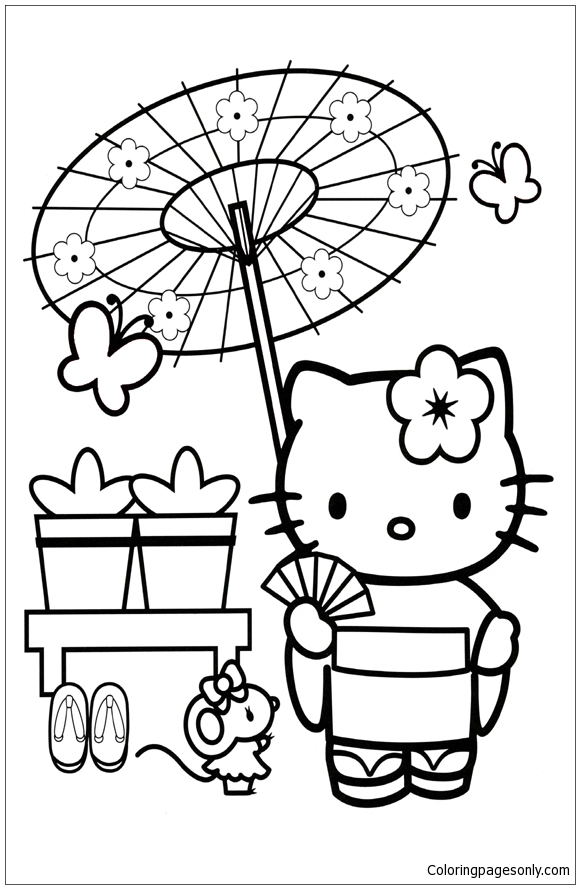 10 Japanese-Themed Hello Kitty Coloring Pages to Print