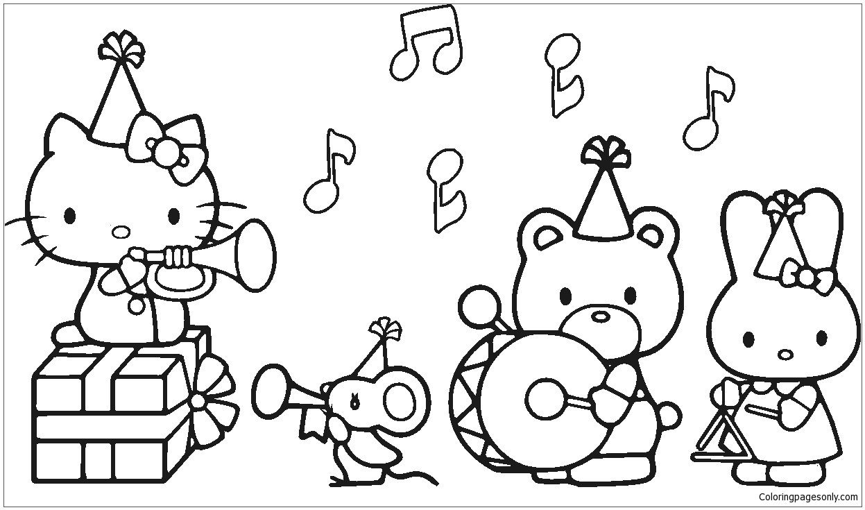 10 Fun Hello Kitty with Headphones Coloring Pages for Music Lovers