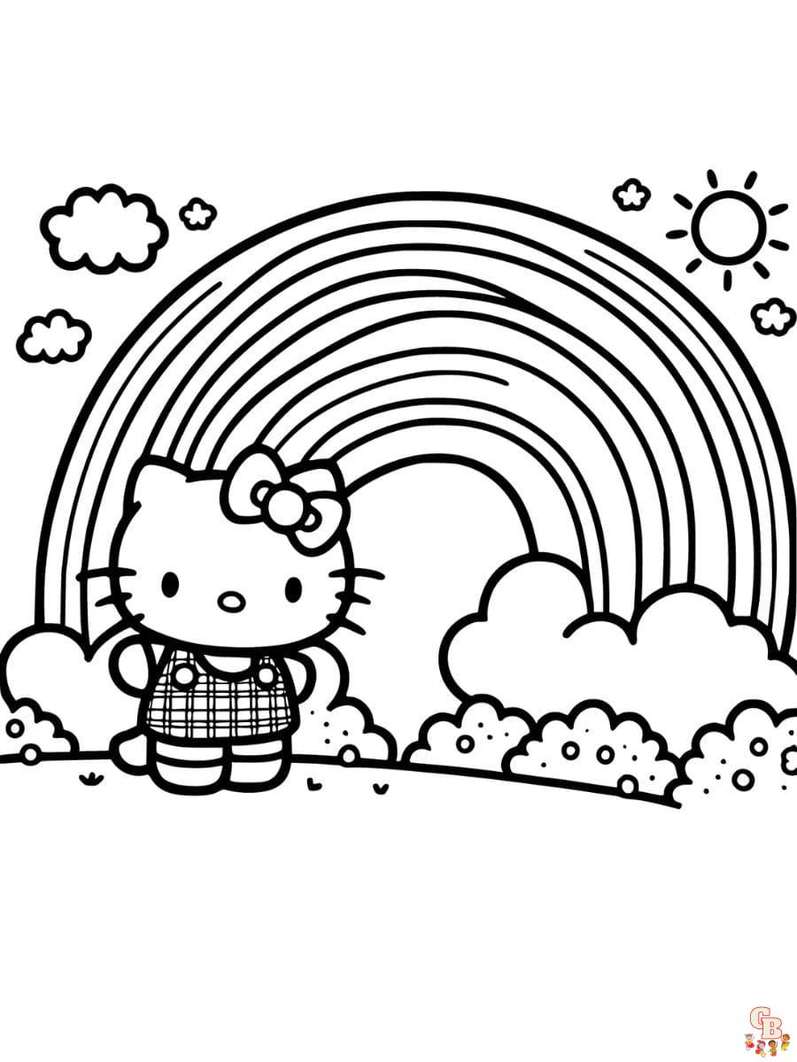 10 Bright Hello Kitty Rainbow Coloring Pages for Kids