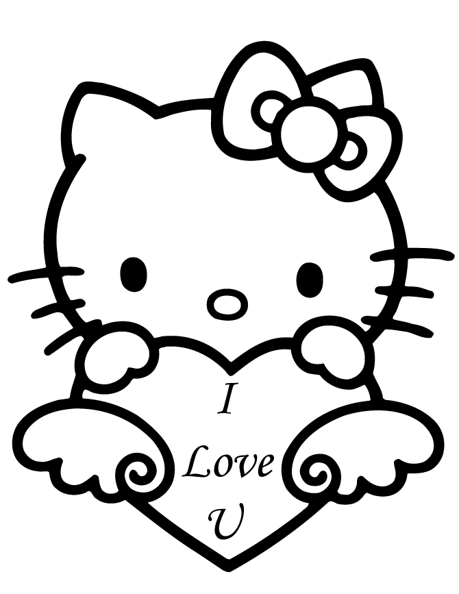 44+ Printable Hello Kitty Coloring Pages Valentines for Adult