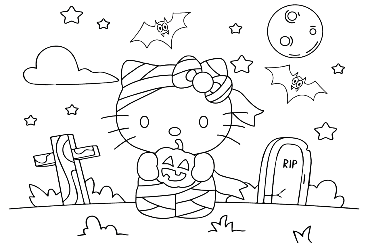 10 Spooktacular Halloween Hello Kitty Coloring Sheets for a Hauntingly Fun Holiday