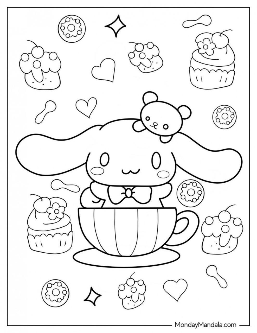 Cinnamon Roll From Hello Kitty Coloring Pages