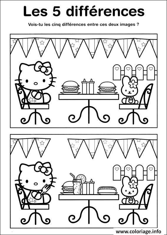 Coloriage Jeux A Imprimer Difference Hello Kitty Dessin Jeux A Imprimer à imprimer