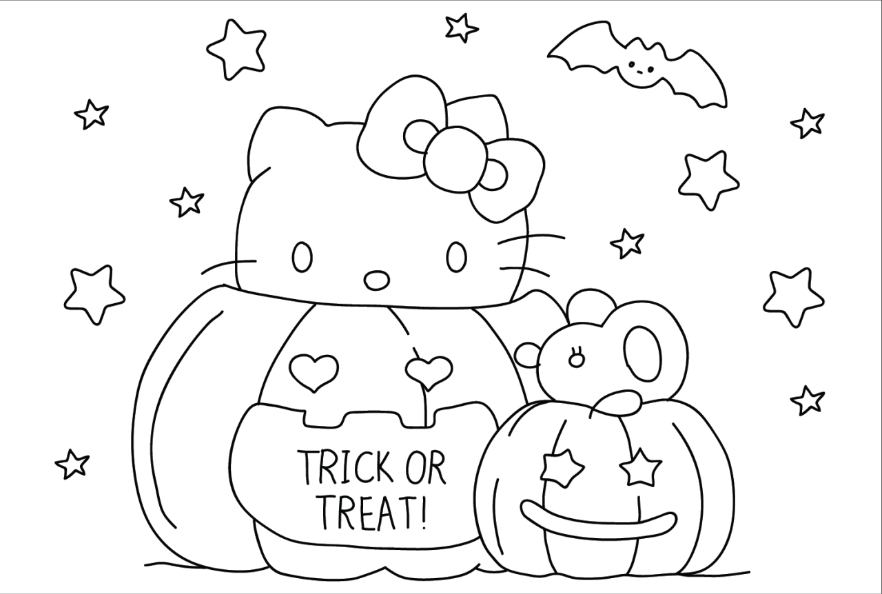 Halloween Hello Kitty Coloring Pages to for Kids - Free Printable Coloring Pages