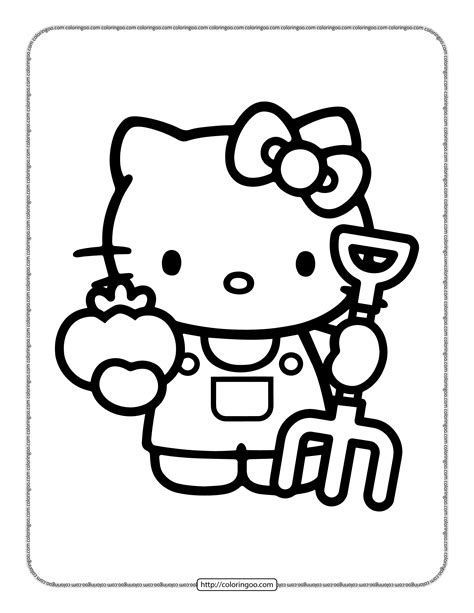 Hello Kitty As Farmer Coloring Page