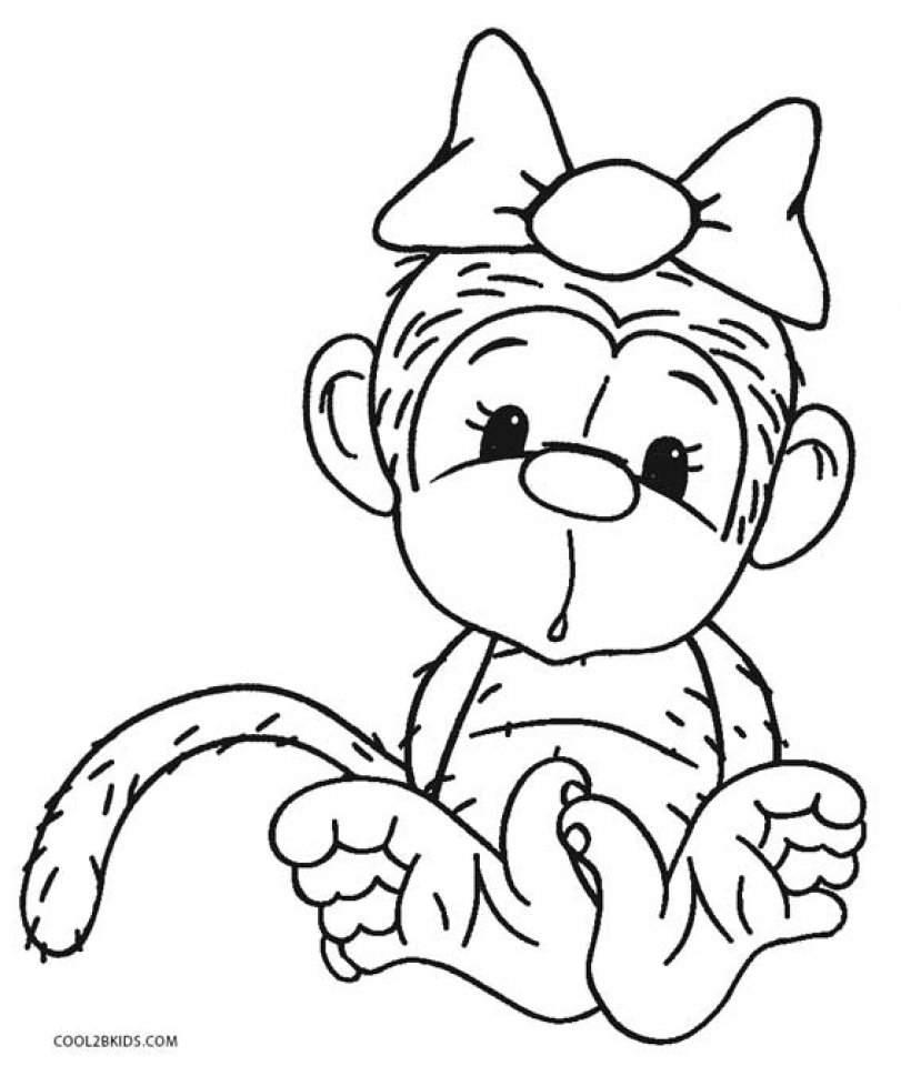 Hello Kitty Coloring Pages Monkey Printable 4