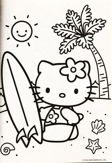 Hello Kitty Hawaiian Coloring Page